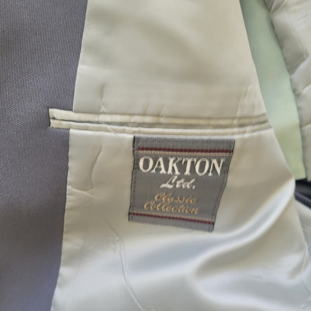 Oakton Gray Two Button Blazer Sportcoat 44R Jacket Perma Press - Picture 10 of 13